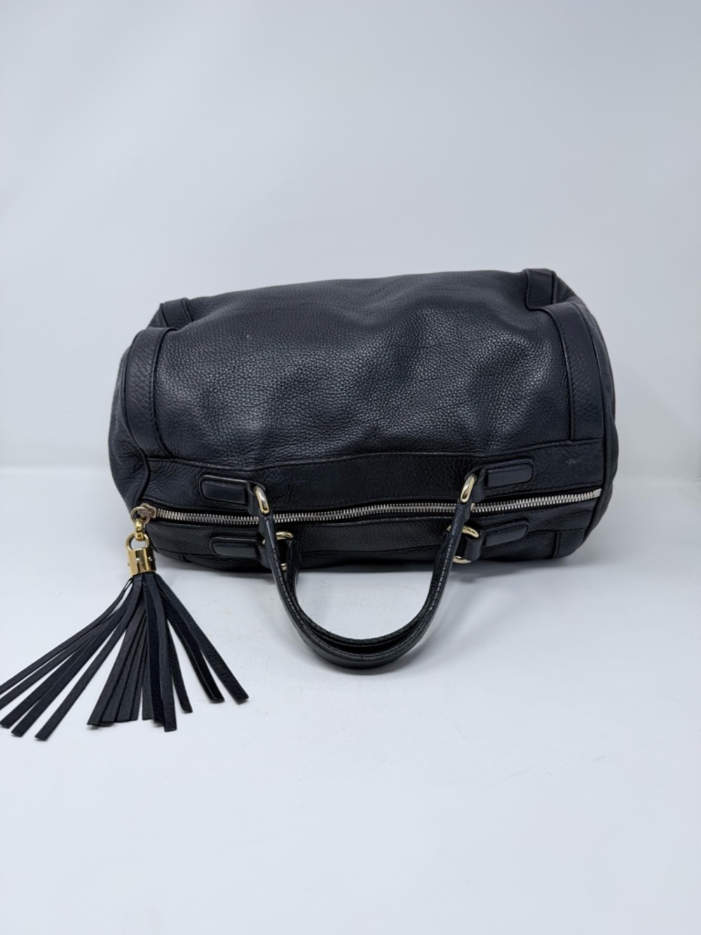 Gucci Black Pebbled Leather Barrel Hobo Satchel - Picture 3 of 10